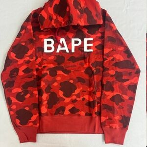 BAPE Red Camo Hoodie Size L